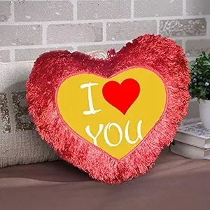 DreamVio Love Heart Shape Valentine's Day Gifts Fur Cushion,Plush Pillow for Gifting on Birthdays,Anniversaries Color - Red (Size- 15x17 inch) Shape 31