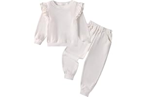 ESHOO Girls Clothes Set Kids Velvet Tracksuit Toddler 2 Piece Leggings Set Ruffle Long Sleeve Sweatshirt Sweatpants Little Girl Outfits for 2-7 Years