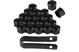 Ruspela 20pcs 19mm Car Wheel Nut Caps Auto Hub Screw Cover Bolt Rims Exterior Protection (Black)