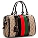 Produktbild 2018 Mode Echtes Leder Boston Tasche Drucken Handtaschen Umhängetasche Crossbody Taschen Tote Geldbörse Classic Abendtasche,BlackRedGreen-L