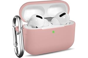 Ouwegaga Kompatybilny futerał ochronny do AirPods Pro Case, silikonowy futerał ochronny z karabinkiem kompatybilny dla Apple Airpods Pro, różowy