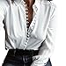Produktbild MRULIC Women Casual Solid Langarm Hemd Bluse Top (S, Weiß)