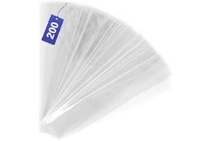 kgpack 200x Sacs en Plastique cellophane Transparent | Sachets en Plastique pour Biscuits sucrés Gâteaux de Bonbons Cupcakes au Chocolat Sucette | Sacs en cellophane (25x5)