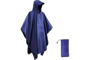 HYCOPROT Poncho Impermeabile, Multifunzionale Impermeabile 210T Oxford Riutilizzabile Pioggia con Cappuccio e Tasca Sul Petto, Poncho Antipioggia per Trekking Campeggio Pesca Escursione