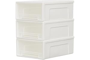 Cetomo 5L*3 Cajones de Almacenamiento de Plástico, Organizadores para Escritorio de Oficina, Caja de Almacenamiento, Torre Apilable para Cosméticos, PP, Duradero, Blanco y Transparente, 5L-3 Unidades