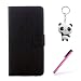 Produktbild Honor 6A Hülle,Litchi schwarz PU Leder Wallet Handytasche Flip Etui Schutz Tasche mit Integrierten Card Kartensteckplätzen und Ständer Funktion Für Huawei Honor 6A + Zwei Geschenk