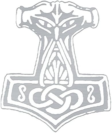 Sticker Thor Hammer 3, Plastic, Silver, 10x8 cm