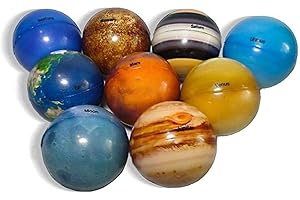SETTOO Bolas de rebote, 9 Bolas De Primavera Del Planeta Del Sistema Solar, Bola Suave De Esponja Impreso De Color Sólido Bola De Rebote