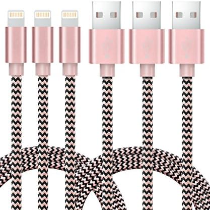 Cagayan iPhone 6 Charger Set (3PCS 1.5m,Ultra Durable), USB to Lightning Cable for iPhone 7 Plus 7 6S Plus 6 Plus SE 5S 5C 5, iPad 2 3 4 Mini, iPad Pro Air, iPod - Pink