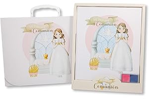 A ARGUVAL EDITORIAL Libro Comunión niña Altar + tampón para Dejar Huellas en Dos Colores+ Maletín | Medidas Libro 29 x 24 cm, Medidas maletín 27 x 34 x 5 cm | Arguval