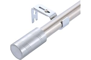 TUTJEN Silver Curtain Poles for Eyelet Curtains,76-154cm Metal Curtain Rods with Adjustable Brackets,Dia 25 Room Darkening Curtain Pole for Living Room, Bathroom, Bedroom(2.5-5FT)