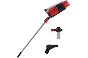 STARLYF Rouge/Noir 7 mètres Telescopic HYDROCLEANER - VENTEO - Brosse à Eau de Lavage - Manche télescopique - Brosse avec éponge et raclette - Adaptateur d'angle Pro - Distributeur de Savon