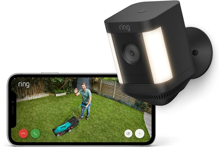Ring Spotlight Cam Plus Battery | Wireless outdoor Security Camera 1080p HD Video, Two-Way Talk, LED Spotlights, Siren, alternative to CCTV system | 30-day free trial of Ring Subscription