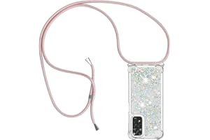 PAEKEAR Funda con Cuerda para Xiaomi Redmi Note 11 4G/Note 11S, Carcasa de movil con Cuerda para Colgar - Correa para Hombro y Cordón Colgante/Brillante Arena movediza Cover Case con Banda Cordon, Plata
