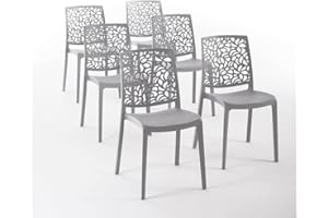 SIEDITI FUORI E DENTRO Chaises en résine avec Fibre de Verre empilables pour intérieur/Cuisine/Salle à Manger et extérieur/Jardin Anna (6 Chaises, Gris Foncé)