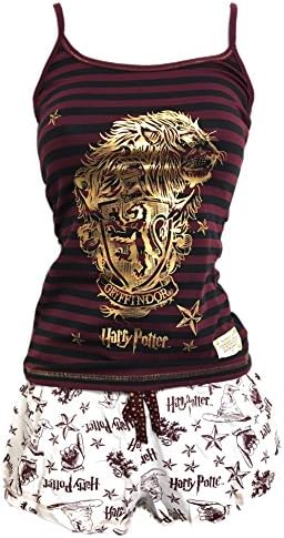 Ladies Harry Potter Hogwarts Pyjama Set Shorts &amp; Vest Top (X Large 18-20, Gryffindor/Burgandy)