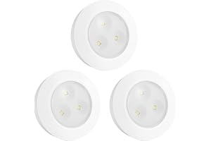 ‎HONWELL HONWELL LED-Pucklichter,Batteriebetriebenes Push-Licht, Ultradünne Presslampe mit 60 Lumen Berühren Sie Lampe Licht aufkleben Unterschrankbeleuchtung, Ideal für Schränke und Schränke, 3 Stück, Weiß