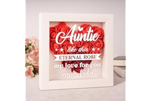 SAYREGIFTY Auntie Gifts, Auntie Forever Roses Flower Box, Gifts for Aunt from Niece Nephew, Aunts Gifts Ideas Shadow Box, Christmas Birthday Thanksgiving Gifts for Aunt