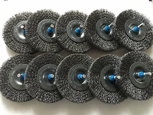 10Stück Wolfcraft Scheiben-Drahtbürste dick Sechskantschaft 6,35 mm Durchmesser 100 x 16mm
