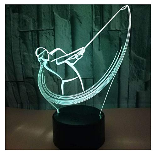 Ilusión óptica 3D Lámparas LED Luz nocturna, Interruptor de toque rápido de 7 colores, Regalo navideño de cumpleaños para niños y amigos, Golf_b