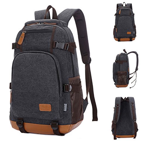 E-Bestar Unisex Canvas Rucksack Retro Daypack Leinwand Schultasche Segeltuch Fahrradrucksäcke 15 Zoll Laptop Wanderrucksäcke 4 verschid. Farben - 3