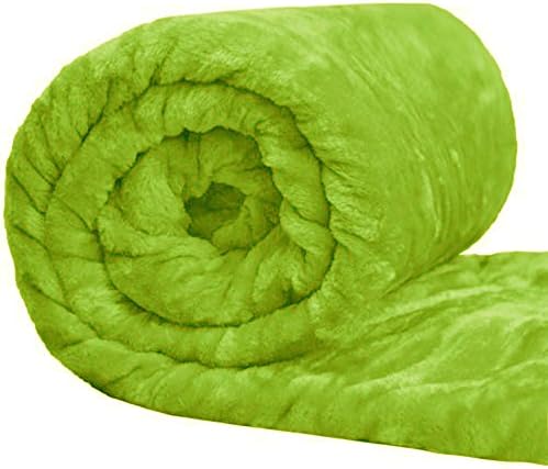 Sleep n Snuggle Soft Luxury Faux Fake Fur Mink Throw Sofa Bed Blanket - Single (125cm x 150cm) - Lime