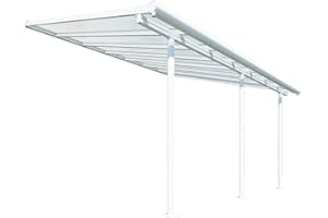 Palram Canopia Sierra Patio Veranda 3x4.25 Garden Canopy - Aluminum Lean to Pergola (3x4.25, White)