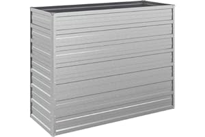 ‎VIDAXL vidaXL Garten Hochbeet Pflanzkasten Pflanzbeet Gemüsebeet Blumenbeet Blumenkasten Frühbeet Gartenbeet Blumenkübel Pflanzkübel 100x40x77cm Verzinkter Stahl Silbern