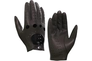 Harssidanzar Uomo guanti guida guanti di pelle di pecora sfoderato GM026D