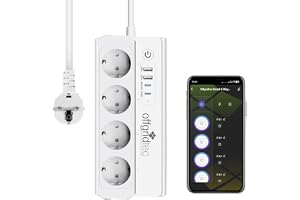 Offgridtec smart WiFi-uttag (1 st), 4 uttag + 2 USB-A och 2 USB-C, Smart Life/Tuya app-kontroll, energiövervakning i realtid