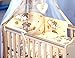 10 PCS BEDDING SET BABY COT /COT BED COT QUILT DUVET BUMPER CANOPY +HOLDER (to fit cot size 120x60cm, Ladders- Cream)