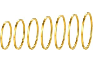PROSTEEL 5/7/14/28 Pezzi Set di Anelli Sottili Sottilissimi Knuckle Stacking Rings Anello Semplice da Donna, Anelli Impilabili alla Moda, Argento Nero Oro Rosa, Misura Adatta 6-24 (con Confezione)