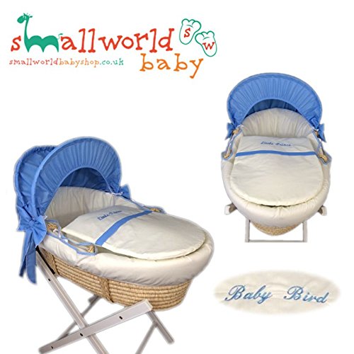 Personalised Blue And Cream Moses Basket Cover