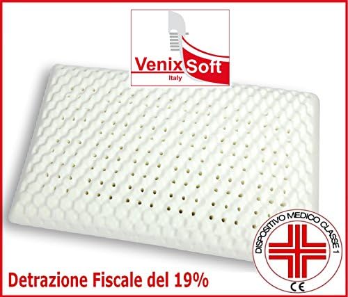 venixsoft Orthopaedic Memory Foam Soap Pillow with 100% Cotton Lining, with Massage Effect, Breathable – Medical Device Class I, Tax Deduction of 19%-Made in Italy