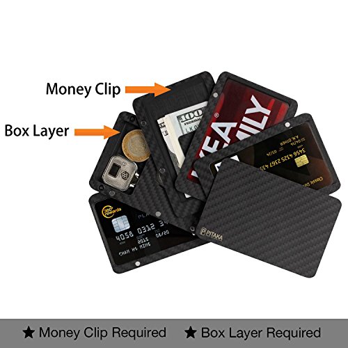 PITAKA Minimalist Carbon Fiber Magnetic Modular Card Holder Rfid Blocking Futuristic Slim Wallet-Lifetime Warranty