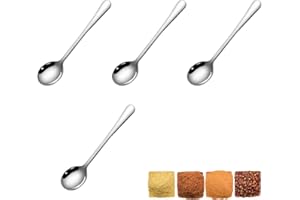 YOWFOND 4 Pièces Petites Cuillères en Acier Inoxydable, Mini Cuillères à Épices 7,5 cm pour Pots à Épices, Sel, Sucre et Cuisine