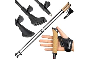 ‎ATTRAC Carbon Ultra Light Walking Stock mit Handgelenkschlaufe Verschiedene Längen Superleicht Premium GRATIS - Nordic Walking/Fitness App (105 cm)