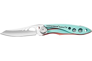 Leatherman Skeletool KB - Couteau de Poche Noir avec Lame en Acier Inoxydable et Décapsuleur - Bleu/Rose