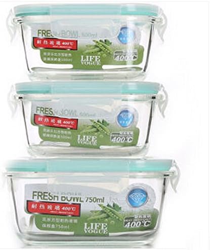 Heat-resistant Glass Crisper Square Lunch Box Microwave Oven Lunch Boxes Three Loaded