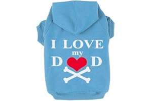 JIEYA Sweat à capuche pour petit chien avec inscription I Love My Dad Bleu Taille XXL