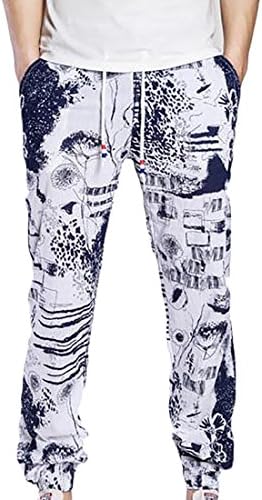 H&amp;E Men's Drawstring Ethnic Elastic Wasit Slim Fit Jogger Pants Navy Blue X-Large