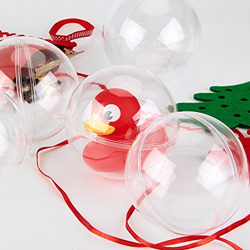 amzdeal Weihnachtskugeln transparent Verzierung 12 stück 8cm DIY Kunststoff-Kugel - 5
