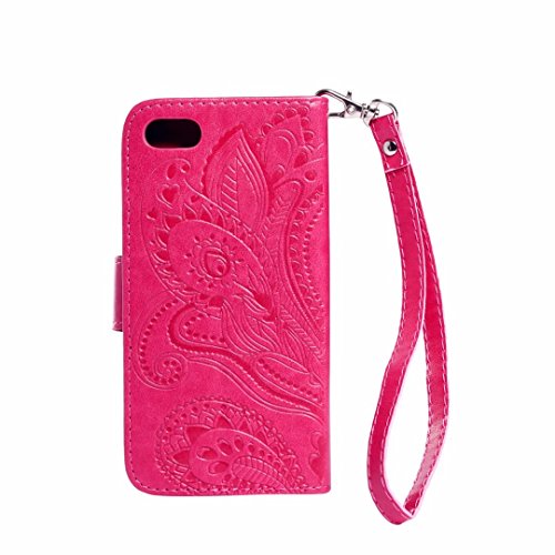 iPhone 7 Hülle (4.7 Zoll), MUTOUREN iPhone 7 leder – PU Brieftasche Schutzhülle iPhone 7 Schlag-Mappen-Kasten-Abdeckung mit Credit Card Slots im Book Style [Kratzfeste, Scratch-Resistant] Bumper Pfau Blumen Schwarz + Metall Stylus Stift - 3