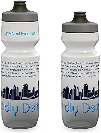 Squeezable Glass 2-pack Proudly Detroit Clear Water Bottles, Includes 1 - 22 oz. and 1- 26 oz