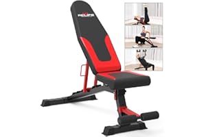 RELIFE REBUILD YOUR LIFE Banc de Musculation Banc de Poids Simple Haltérophilie Haltère Inclinable Réglable Abdominaux Développé Couché