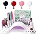 Azure Beauty Professional Gel Nail Polish LED Lamp Kit, Including 4 Pcs 12ml Colour Gel, Top & Base Coat 12ml, 24W Nail Lamp, 24 x Glitter Powder and Manicure Tools Set