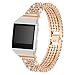 Produktbild Altsommer Edelstahlarmband für Fitbit Ionic Ersatz Edelstahl Replacement Wrist Strap Band mit Flash-Bohrriemen Uhrenarmband,Zubehör Replacement Armbandfür Damen Frauen Herren (Gold)