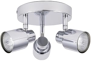 firstchoicelighting Modern Bathroom Ceiling Spotlight Bathroom 3 Way Ceiling Light Fitting Polished Chrome IP44 Rated LED Compatible
