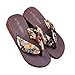 Produktbild Damen Sandalen Mumuj Flach Bohemia Blumen Sandaletten Strand Dicke Sandalen Wedge Plateauschuhe Hausschuhe Retro Elegant Freizeit Flip Flops Mokassins Schlappen (38, Kaffee)