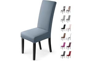 BALLADHOME Stuhlhussen 6Stück,Stretch-Stuhlbezug elastische Moderne Husse Elasthan Stretchhusse Stuhlbezug Stuhlüberzug.bi-Elastic Spannbezug,sehr pflegeleicht und langlebig Universal(Packung von 6,Nebel-Blau)
